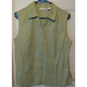 Croft & Barrow Sage Green Stretch Sleeveless Blouse Women's size L